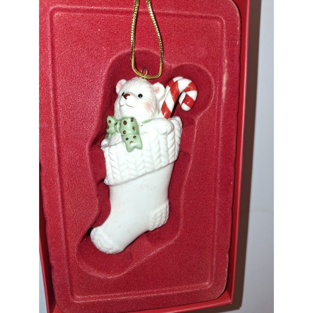 Lenox Holiday Stocking Stuffer Teddy Bear Christmas Ornament.